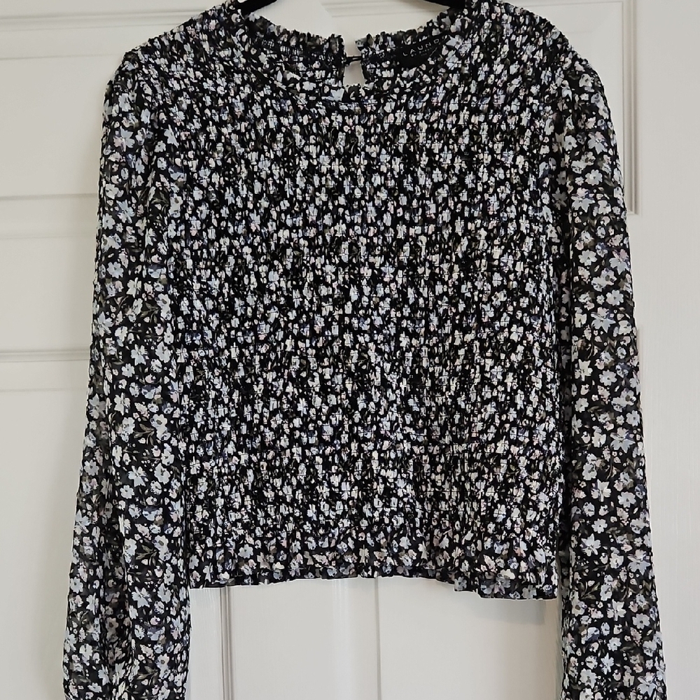 Laundry By Shelli Segal Black and White Floral Blouse